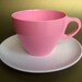 Set of 4 Pink & White Laguna Melamine Plates and Cups, Mix 'n Match Mid-Century Vintage Melmac