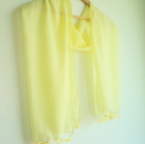 Women accessories,100% cotton, yellow  very soft scarf, crochet, spring, accessories, women fashion 2013 trend, New Fashion