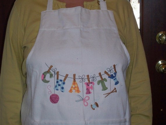 Adult Machine Embroidered Apron Crafty By Specialtouchembroid