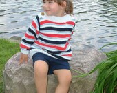 KNIT patriotic SWEATER for child: baby or toddler boy and girl, cotton