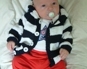 KNIT striped summer CARDIGAN SWEATER with hood for child: baby or toddler boy and girl, cotton
