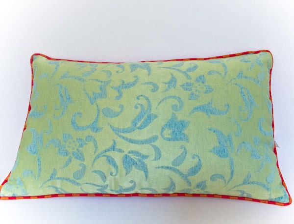 Silk "Indochina" Pillow -- Designer Decorative Pillow -- Accent Pillow 14x20 --30X50