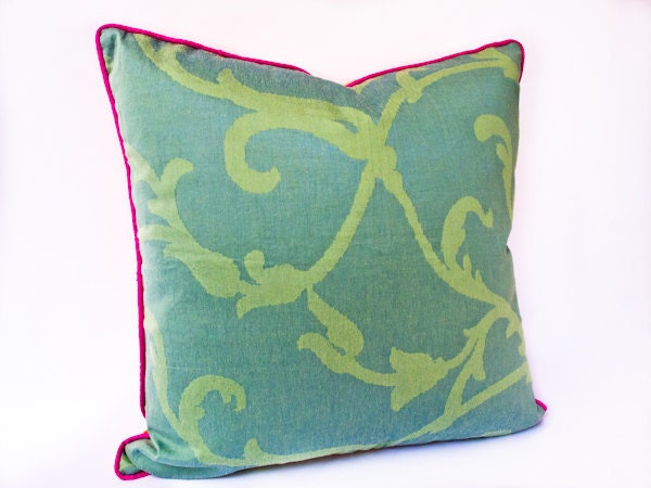 Silk "Indochina" Pillow - Designer Decorative Pillow -- Accent Pillow 20x20 --