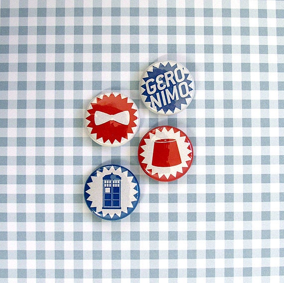 Eleventh Doctor Who button badge set