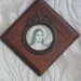Saint Therese Antique French Catholica Ex Voto - Print Under Glass With Metal Frame & Wood Base