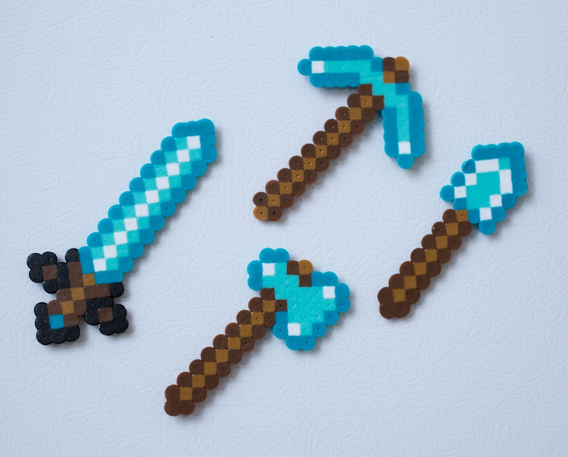 Minecraft diamond tools inspired magnet set