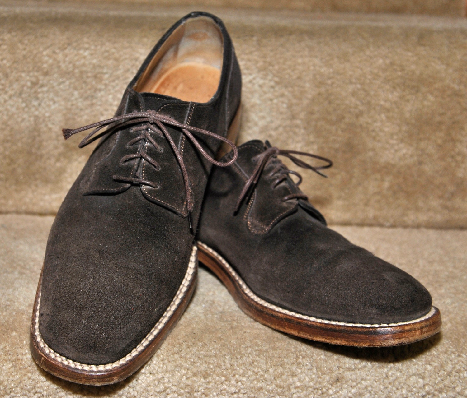 L. F. Lidfort Suede Italian Double Stitched Double Soled Brown Suede Mens Shoes 9