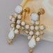 Vintage White Glass Earrings Dangle with Rhinestones - Treasury Item