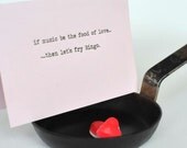funny Ringo Starr valentine's card for boyfriend . if Music Be the Food of Love . pink hand printed quirky valentine cards