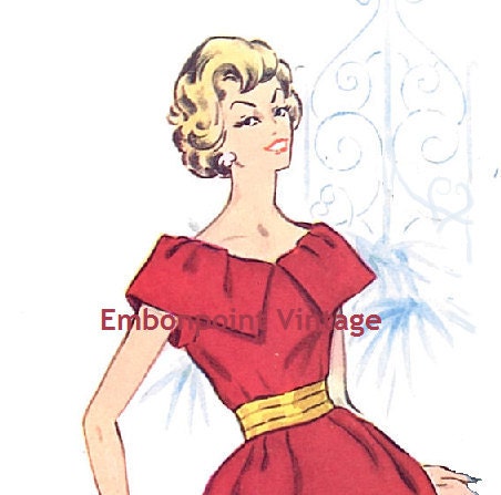  Size Vintage Dresses on Plus Size  Or Any Size  Vintage 1950s Dress Pattern   Pdf   Pattern No
