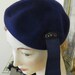 REDUCED...Henry Pollak Vintage Navy Blue Ladies Wool Beret cap, hat with embezzlement...1930-40's Style