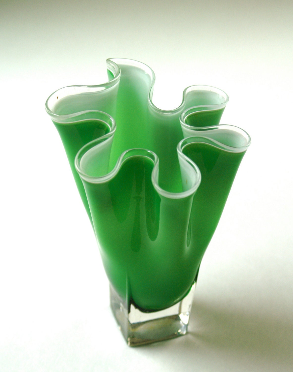 Vintage Art Glass Vase Green by RinnovatoVintage on Etsy