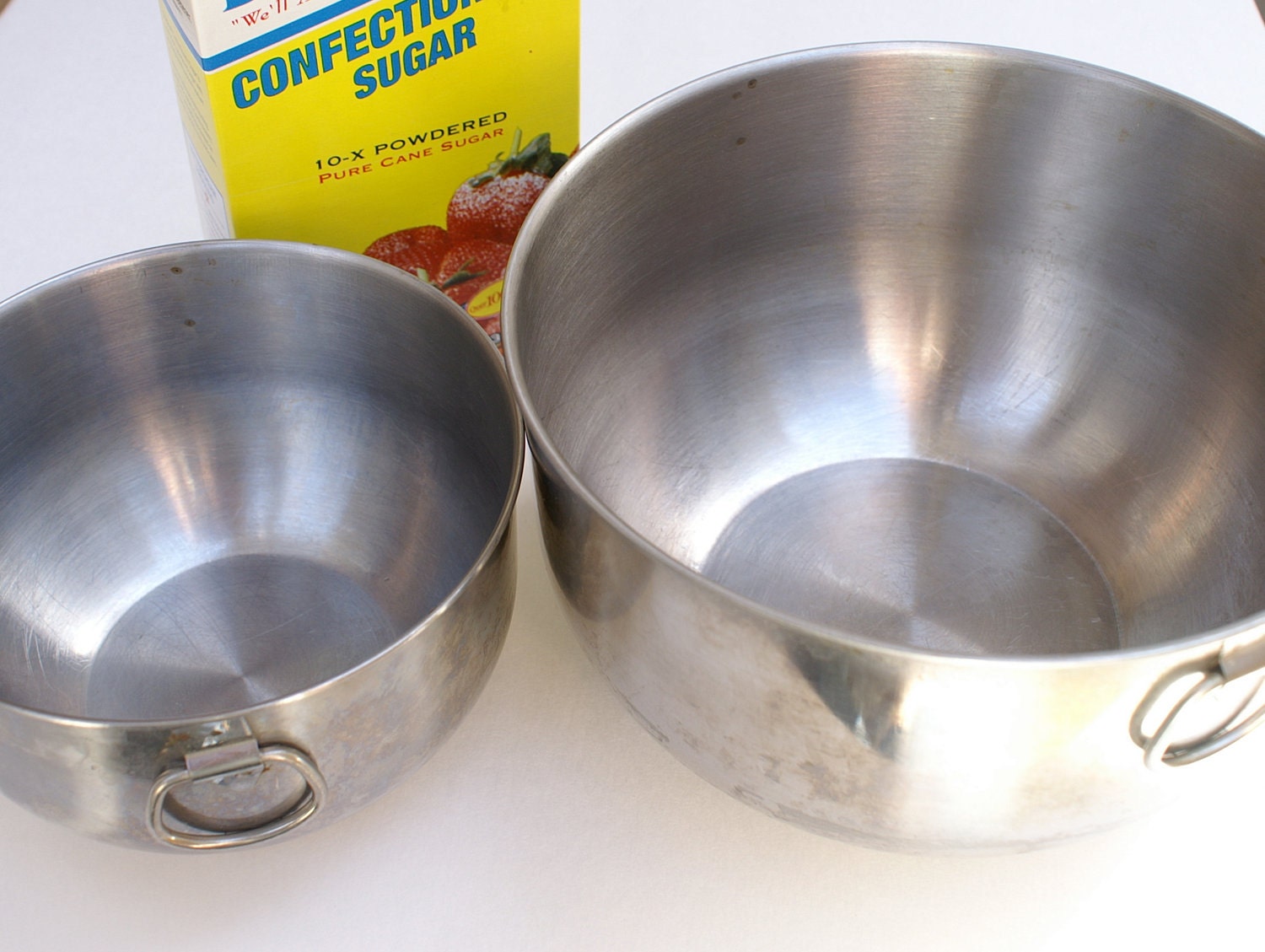 Vintage Metal Bowls with Handles Stainless Steel Mixing Bowls