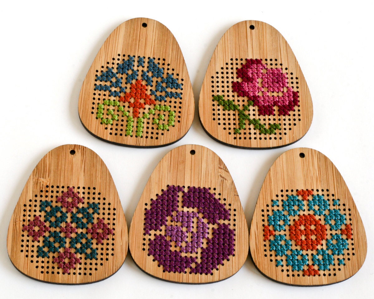 DIY Cross Stitch Necklace - Bamboo Pendant Blank - Teardrop