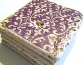 SALE Plum Damask Vintage Wallpaper Inspired Coaster Set of Four