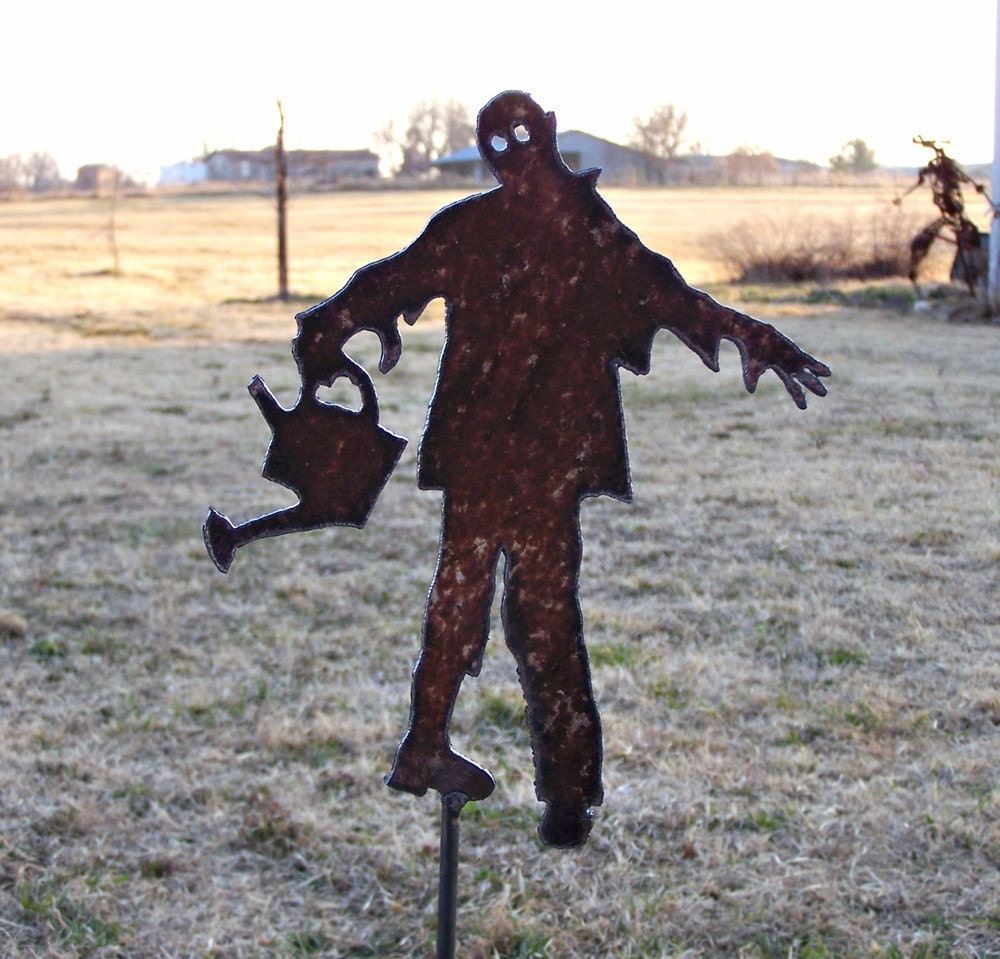 the walking dead zombie gardener stake undead ghoul yard