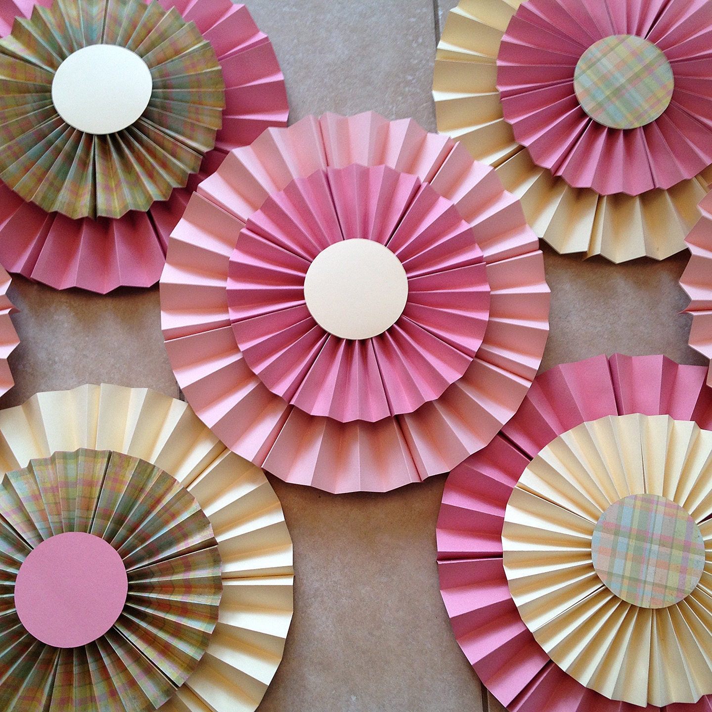 Made to Order Set of 5 Extra Large Paper Double Layered Rosettes/Fans Il_170x135