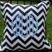 Custom Monogrammed Navy & White Chevron Throw Pillow Cover