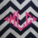 Custom Monogrammed Navy & White Chevron Throw Pillow Cover