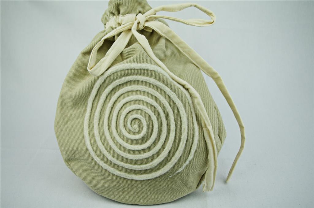 Needle Felted OOAK Lotus Birth Placenta Bag - Cream Spiral Lined
