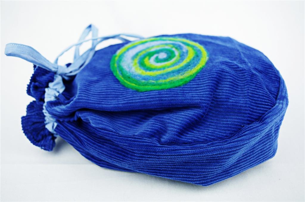 Needle Felted Placenta Bag, Lotus Birth, OOAK, Green Blue, Spiral, Lined