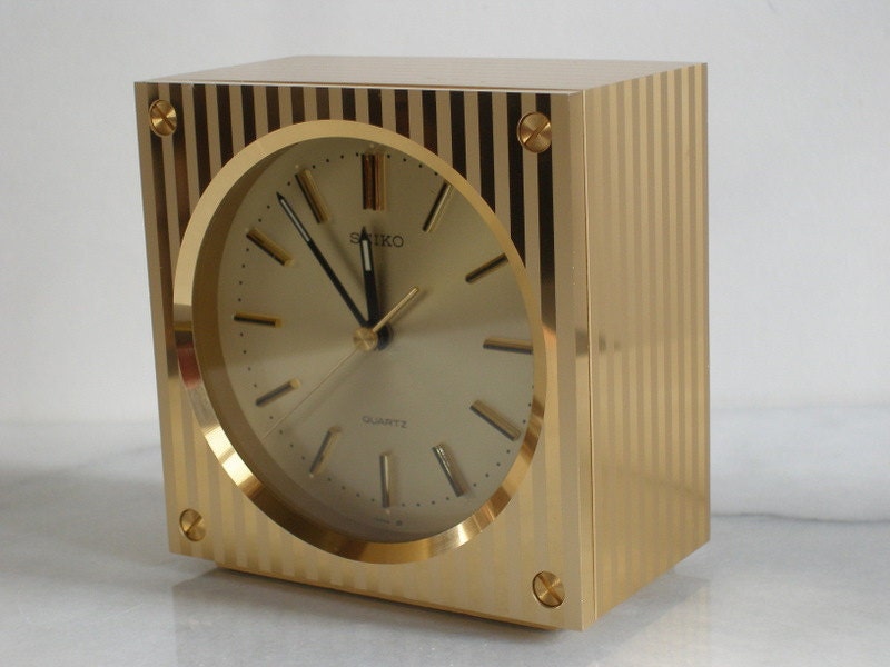 Vintage SEIKO INKA Quartz Alarm Clock All Metal by FultonLane