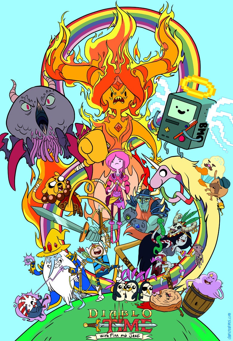 Diablo Time - Diablo & Adventure Time Crossover - 13x19" Print