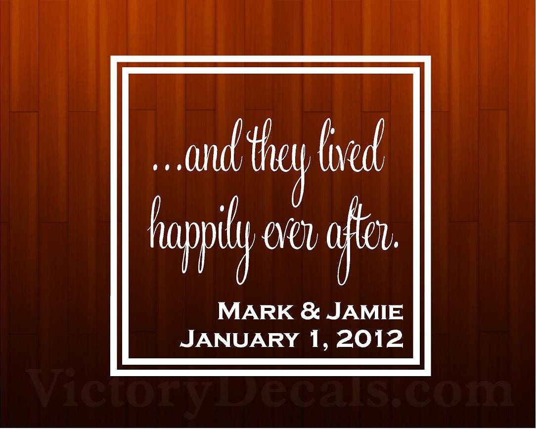 Wedding Dance Floor Decal - ...And They Lived Happily Ever After with names and date - 24x24 - Custom Decal
