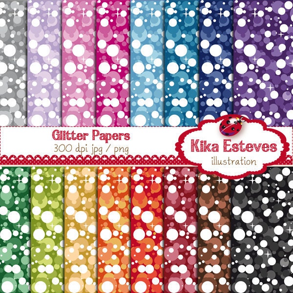 Glitter Digital Papers - Digital Scrapbooking Papers -  card design, invitations, web design, scrapbooking - INSTANT DOWNLOAD