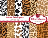 Animal Skin Digital Papers - Scrapbooking, card design, invitations, background,  paper crafts, web design - INSTANT DOWNLOAD