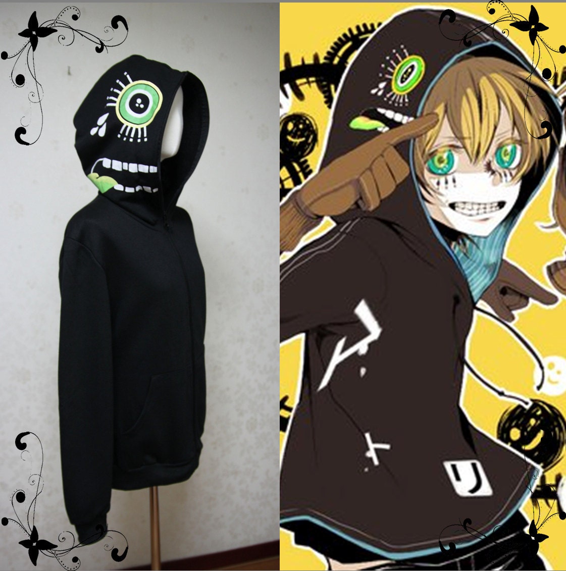 Vocaloid Matryoshka Hoodie color Black worn by Kagamine Len/Rin