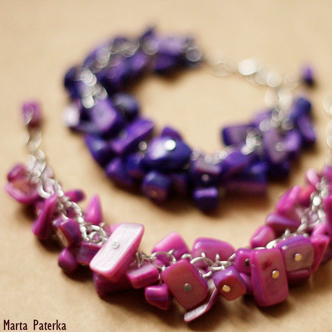 Pink Nacre Mother of Pearl Shell Chain Bracelet