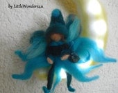 Lamp Mobile The Sandman in the Moon NURSERY OOAK handmade waldorf elf fairy needle felted Babys room decoration