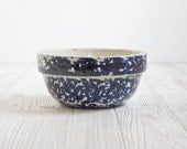 Vintage Mixing Bowl, Blue Spongeware - Kitchen, Dish, Rustic