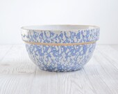Vintage Mixing Bowl Blue Spongeware - Kitchen, Dish, Rustic