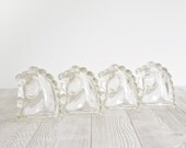 Federal Glass Horse Bookends, Set of Four