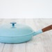 Robin's Egg Blue Enameled Cast Iron Skillet with Lid