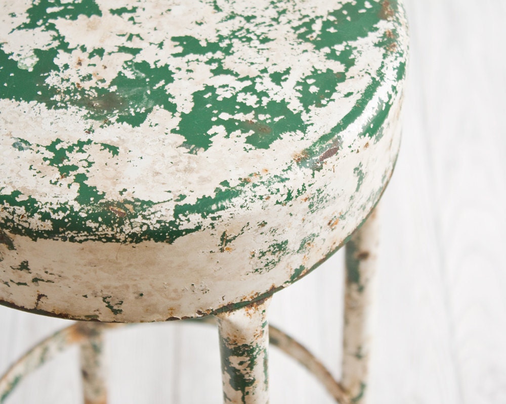 Vintage Industrial Stool, Metal, Chair, Rustic