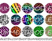 Instant Download Animal Prints Assortment 2 1" Round Images for Bottle Caps, Hair Bows, Jewelry, Magnets, Buttons and Scrapbooking