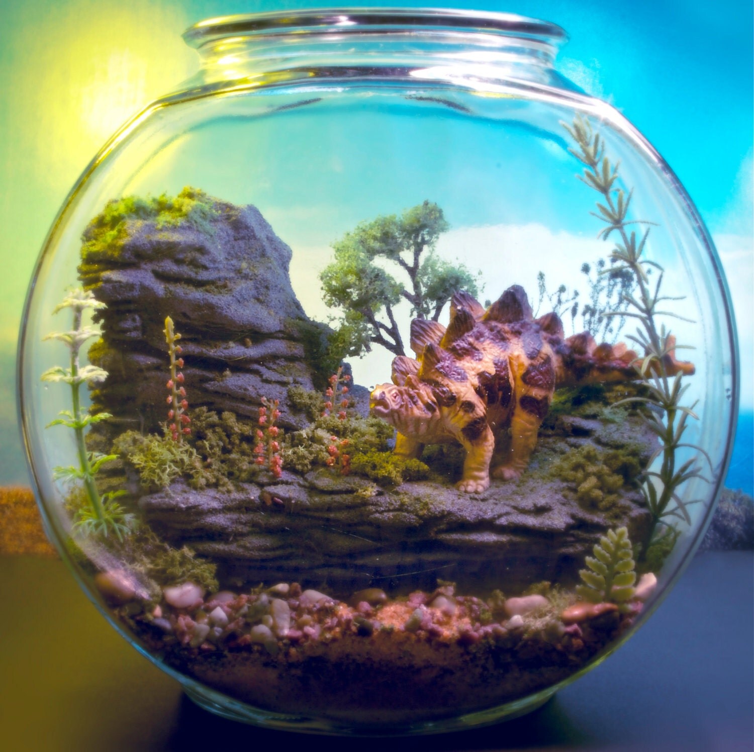 Dinosaur+Habitat+Dioramas Pet Stegosaurus Dinosaur - Mini Zen Garden - Terrarium / Diorama ...