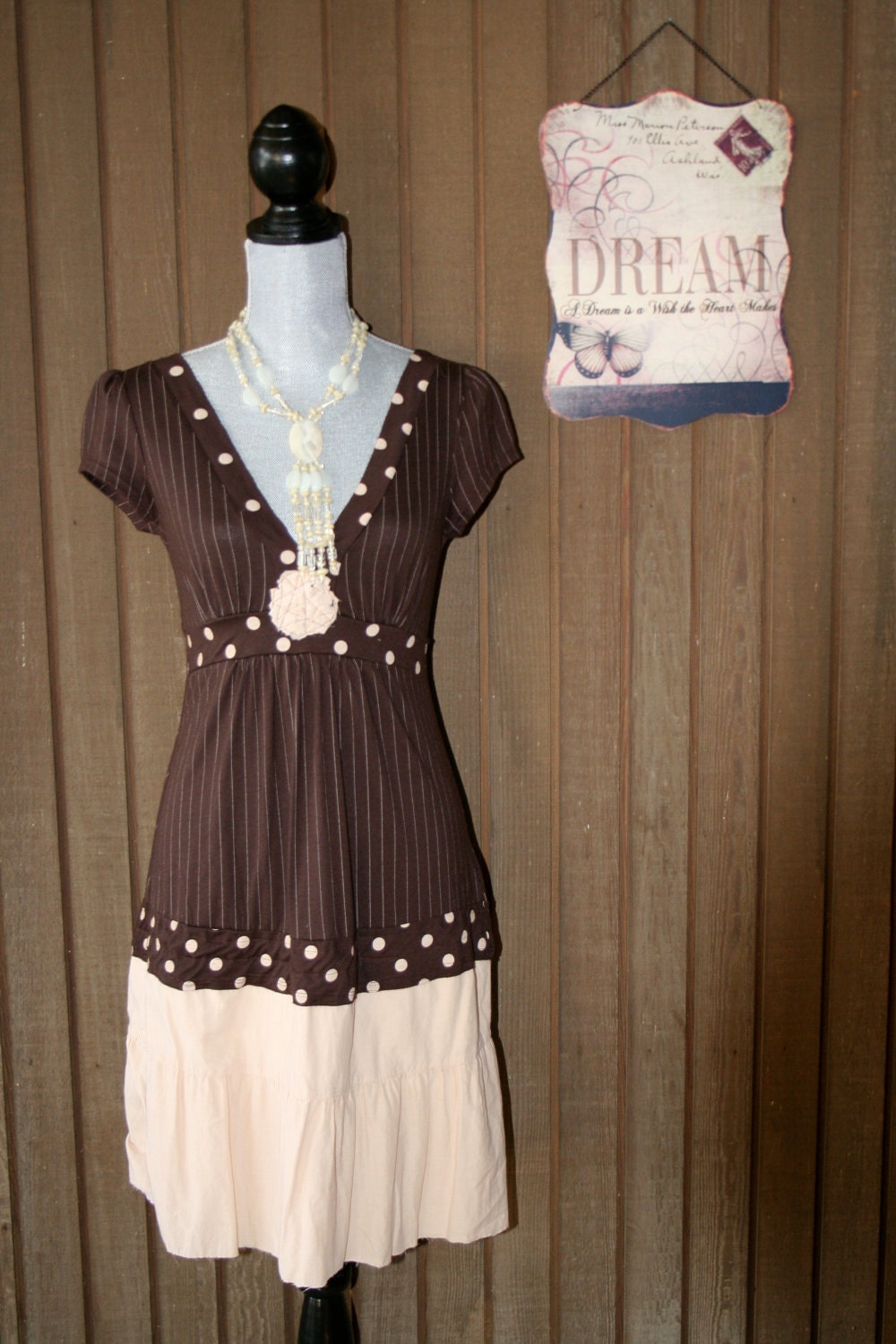 Upcycled Tattered Ranch Dress Shabby Chic Cowgirl Boho Gypsy Country Chic Repurposed