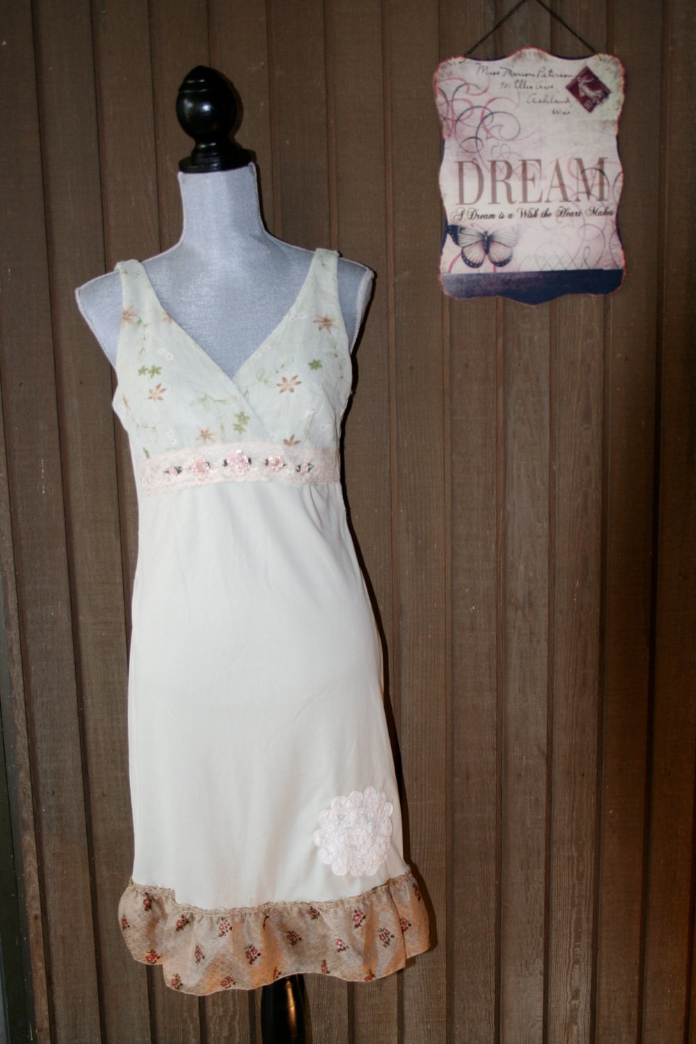 Upcycled Tattered Shabby Chic Ranch Dress Boho Gypsy Dress Country Cowgirl Prairie Girl Dress