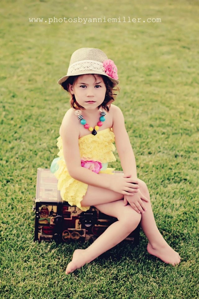 Lace Romper Sash-Yellow Lace Romper-Baby Lace Romper-Lace Romper-Girl 1st Birthday Outfit-Cake Smash Girl-Photo Prop