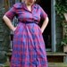 Plus Size Red and Blue Plaid Sexy Schoolteacher Shirtwaist Day Dress Size 14