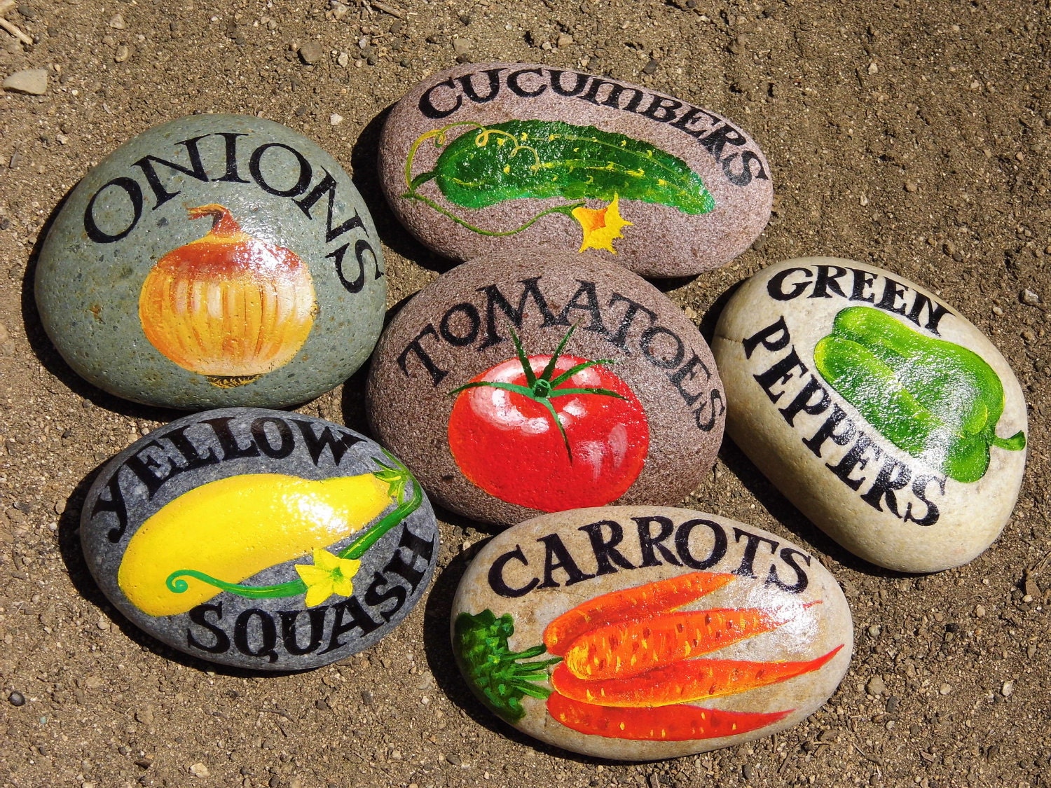Mark your garden with playful signs on the rocks . Great gift , too.
