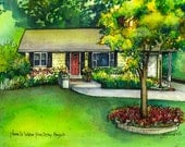 Watercolor House Sketch, 8"x 10" Architectural drawing of your home from photo