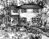 Custom House Sketch, Your home hand drawn in ink
