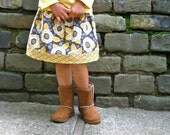 The Big Blooms grey and yellow twirl skirt baby toddler and girls - handmade by alice & lois design studios