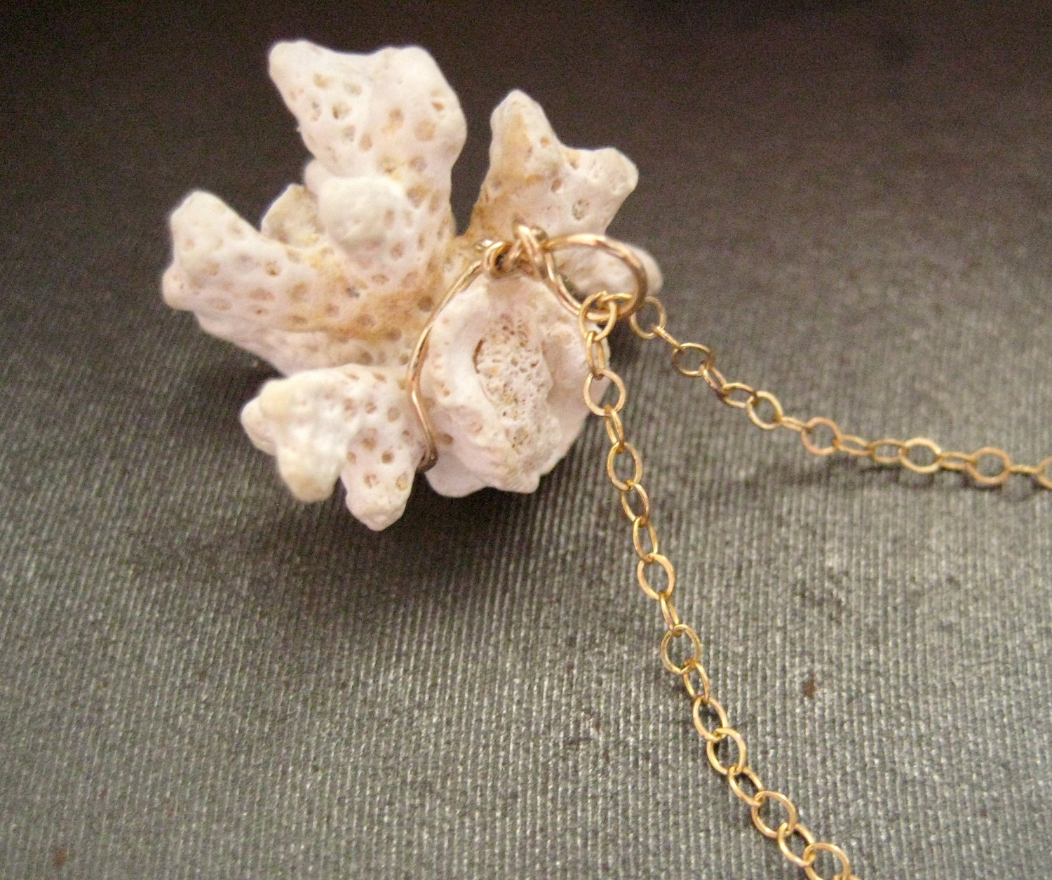 20% SALE - Natural Coral Necklace on 14k Gold Chain