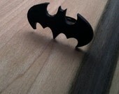 The Dark Knight, Batman Logo Ring, Bat Ring, Black Acrylic Adjustable Ring